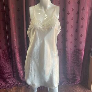 Ivory Lace Slip Dress Lace Trim Flower Accent Size Medium